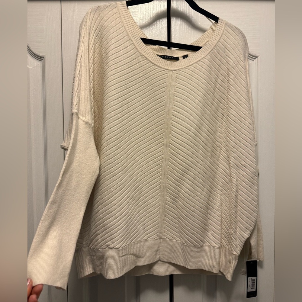 Cyrus Ivory Ribbed Knit Top